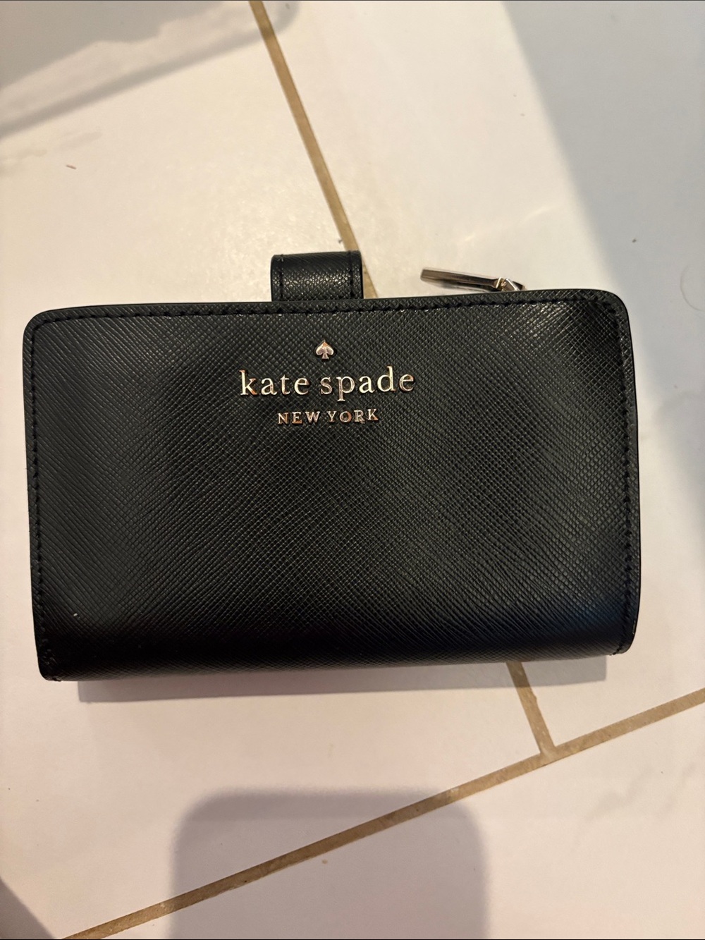 kate spade Black Saffiano Leather Zip & Snap Wallet